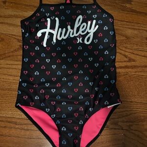 Hurley Kids' One-Piece Swimsuit with Heart Pattern